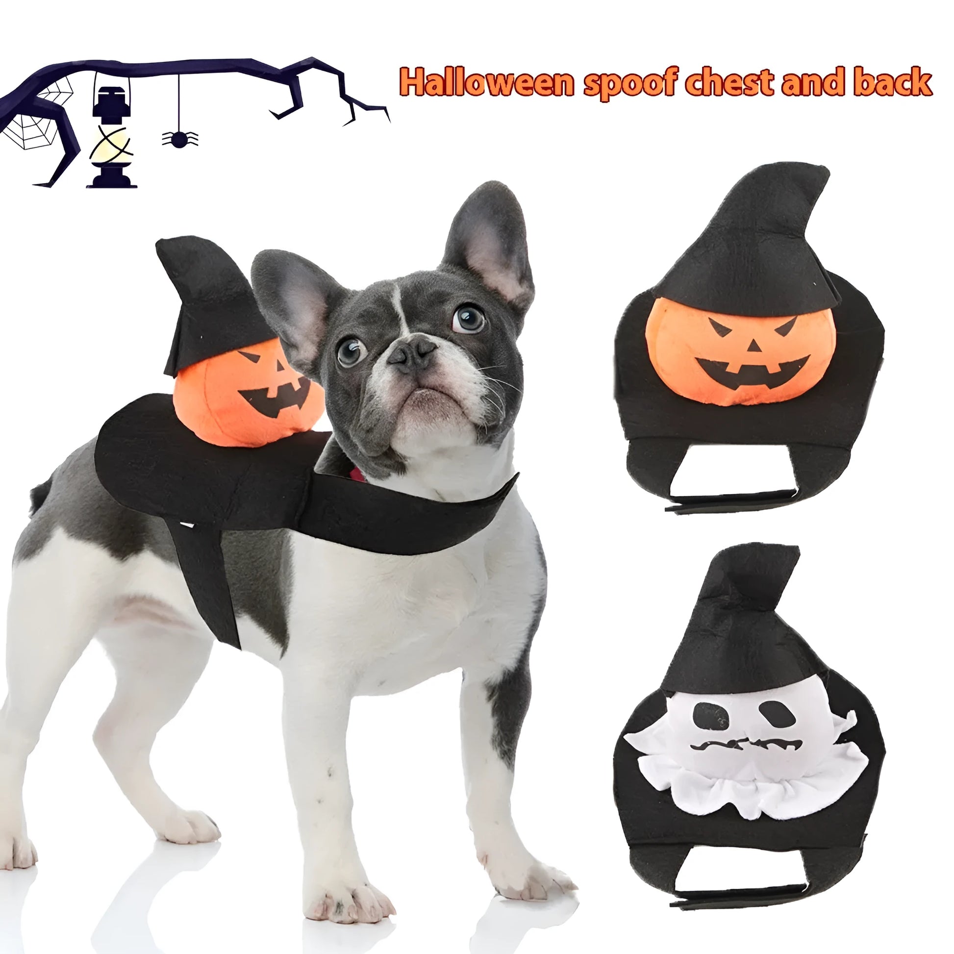 Halloween dog costume in ghost or pumpkin ghost design with PP cotton material