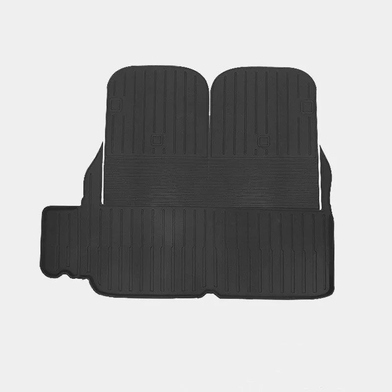 Tesla Model X waterproof car mats set showing front, rear, and tailbox protection for 2016-2023 vehicles