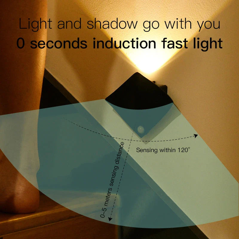 Motion-activated wireless LED wall lamp with adjustable sensor and long-lasting battery for hands-free home decor lighting
