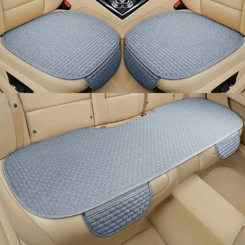Linen plaid car cushion set in classic colours with hemmed edges for four seasons use