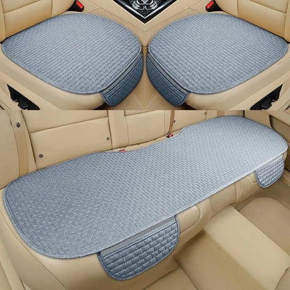 Linen plaid car cushion set in classic colours with hemmed edges for four seasons use