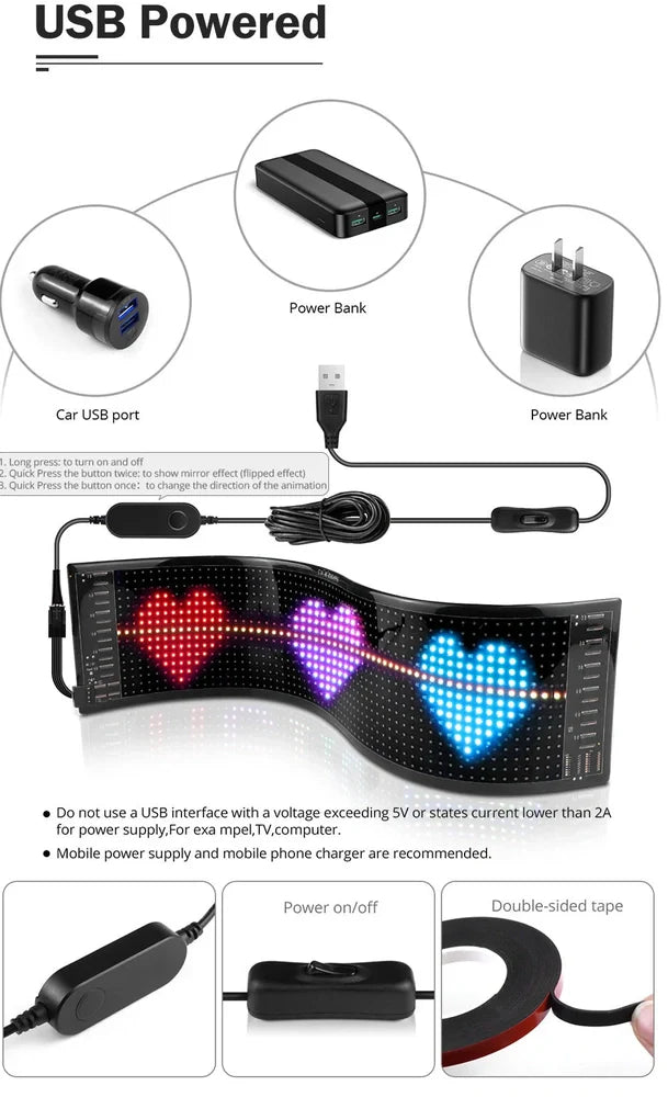 USB Programmable LED Pixel Matrix Soft Screen - 16x192 Resolution ...