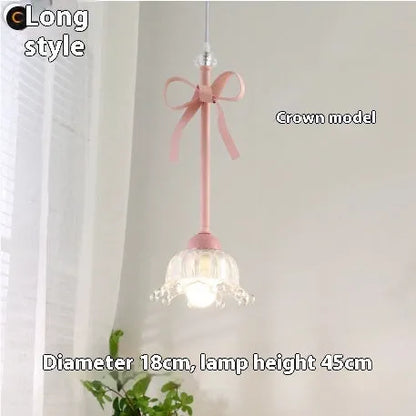 Bow restaurant small pendant lamp in cream style with ceramic or crown shade and LED light source option