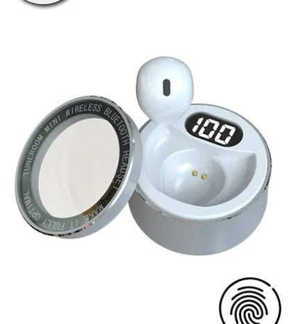 Invisible mini in-ear Bluetooth headset with 9mm discreet design in skin colour, white, or pink options