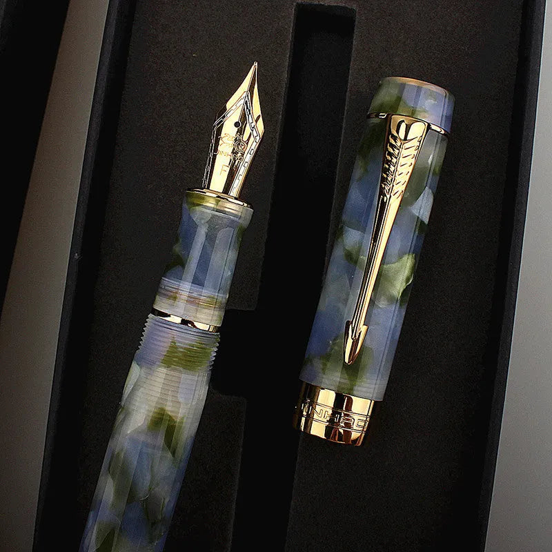 Deep bath green metal pen showing three pen tip options: 0.5mm, 0.7mm, and 1.0mm