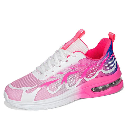 Women's mesh casual sneakers with PU sole in pink, plum red, and moonlight colour options