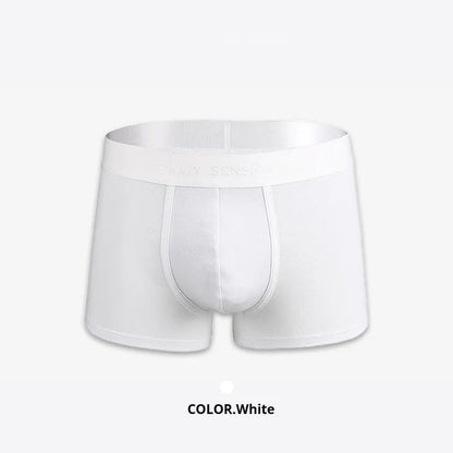 Men's solid colour cotton underwear boxer in black on white background