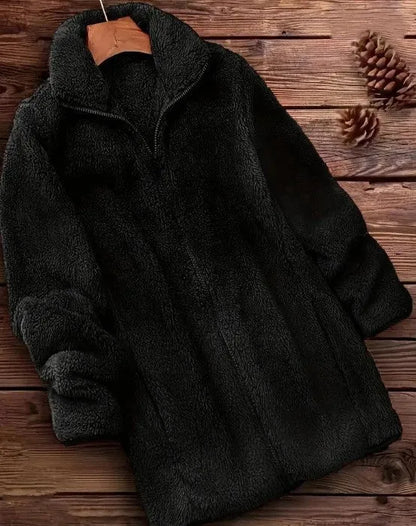 Double-sided velvet fleece jacket in black, navy blue, or khaki colour