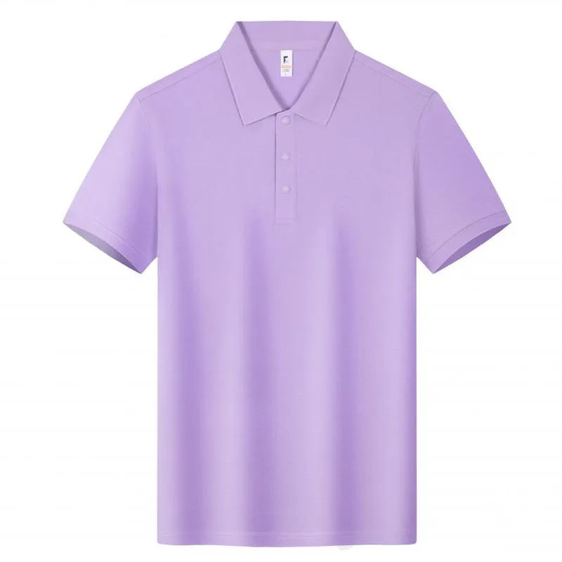 Loose fit short sleeve cotton lapel polo work shirt in multiple colour options