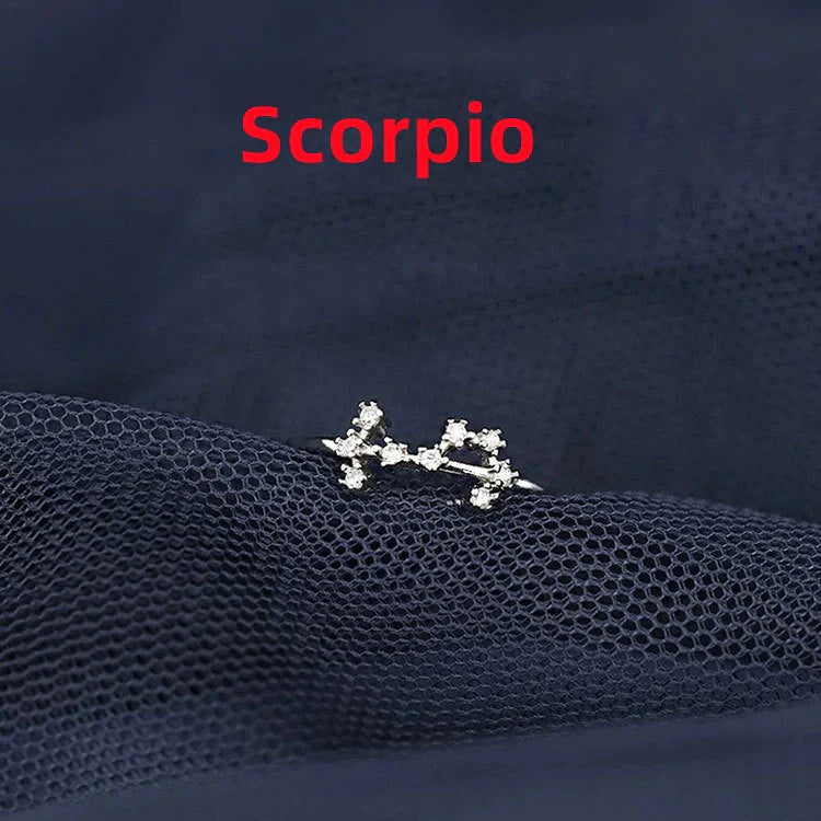 925 Sterling Silver Zodiac Sign Rings with Delicate Celestial Designs
