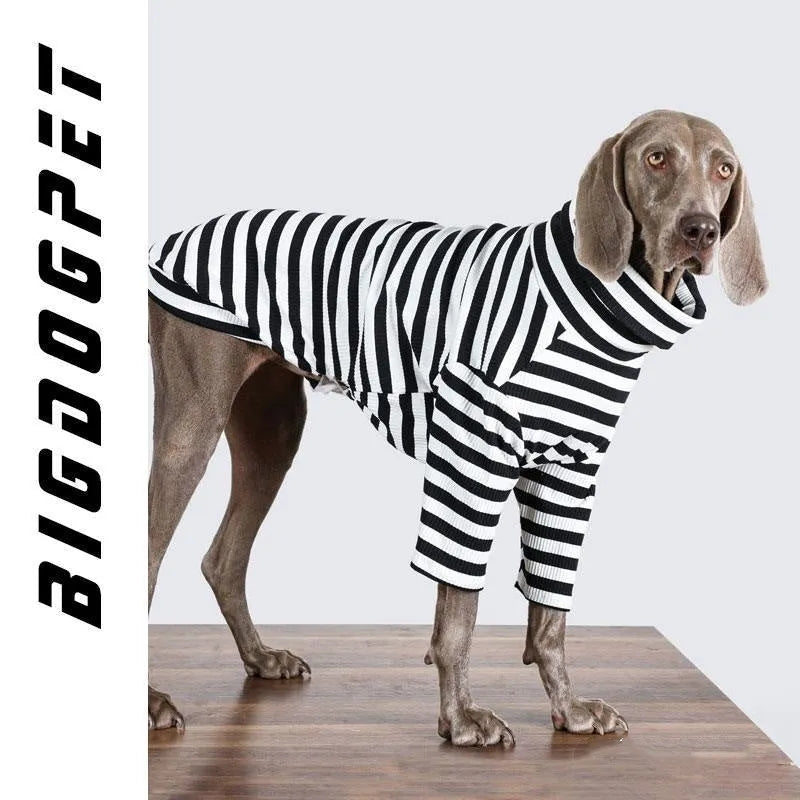 Black and white thin polyester dog coat for large breeds, sizes M to XXXL