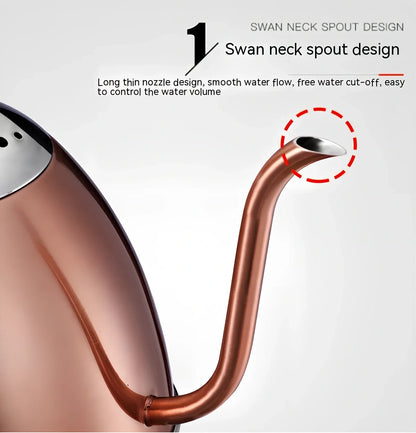 1L stainless steel kettle in gold with touch controls, auto shut-off, and 1.0L capacity for quick boiling