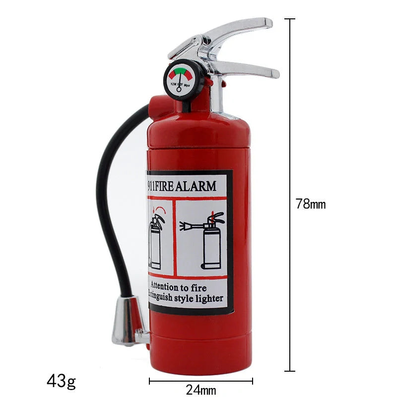 Creative fire extinguisher shaped lighter in red with light, durable alloy construction