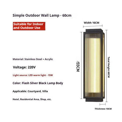 Stainless steel outdoor wall lamp for courtyard and garden lighting in four available sizes