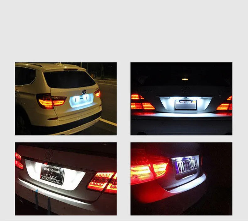 Minimalist white plastic LED licence plate light unit for CIVIC vehicles with cool white illumination