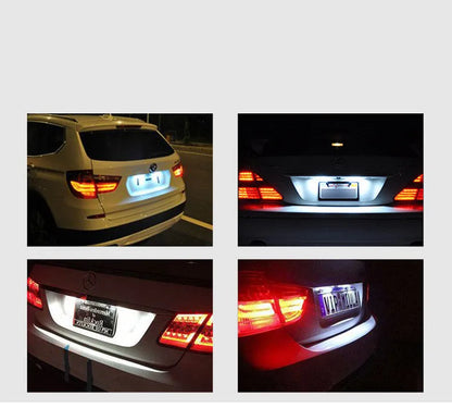Minimalist white plastic LED licence plate light unit for CIVIC vehicles with cool white illumination