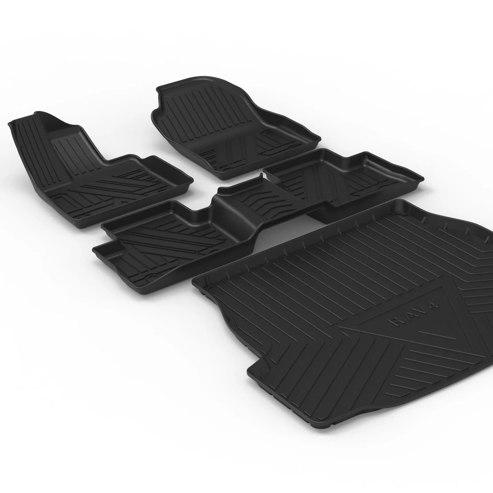 Black carbon fibre pattern tailored car boot liner mat fitted in an estate vehicle