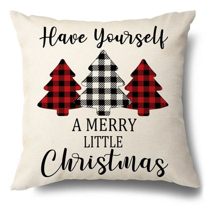 Christmas Hugging Pillowcase with flax elk design for festive home decor