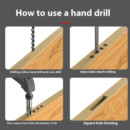 12.7mm carbon steel square hole drill bit set with sleeve and core for woodworking