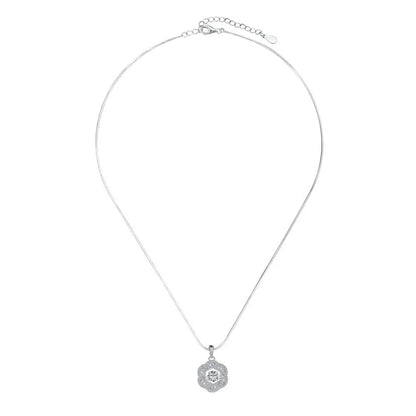 925 sterling silver flower shape necklace for women with platinum electroplated finish and geometric floral pendant