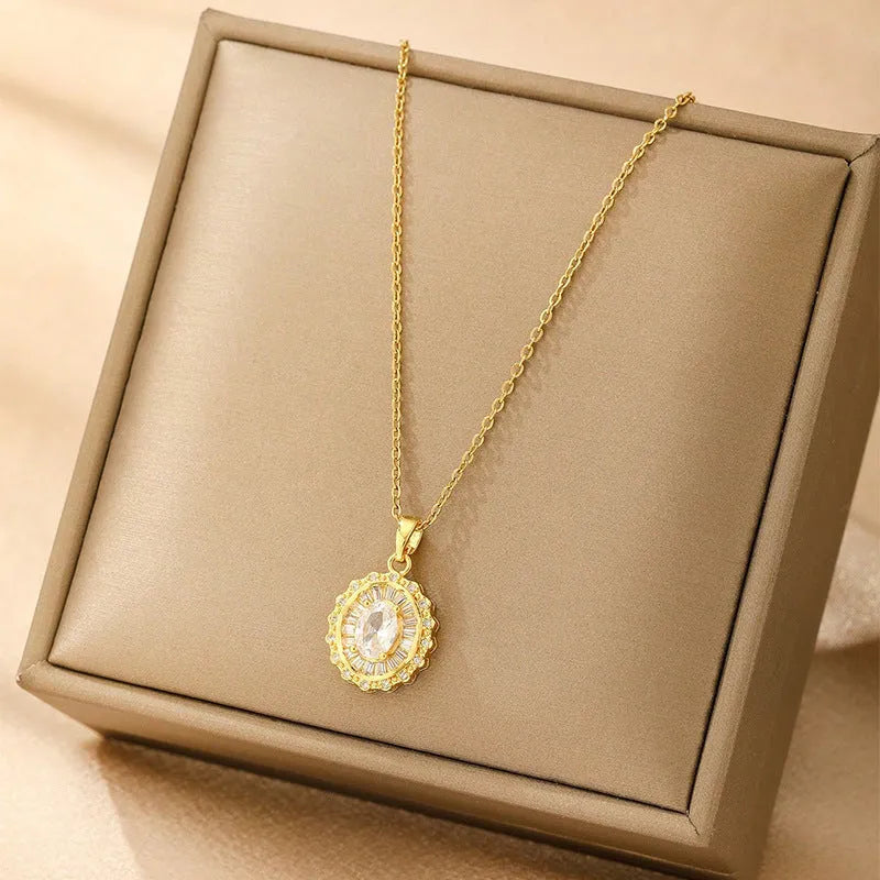 Women's copper necklace with choice of heart, butterfly, cross, or round diamond pendant on electroplated chain