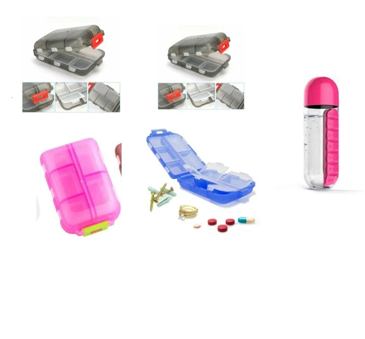 10-Grid Moisture-Proof Travel Pill Organizer in various colors