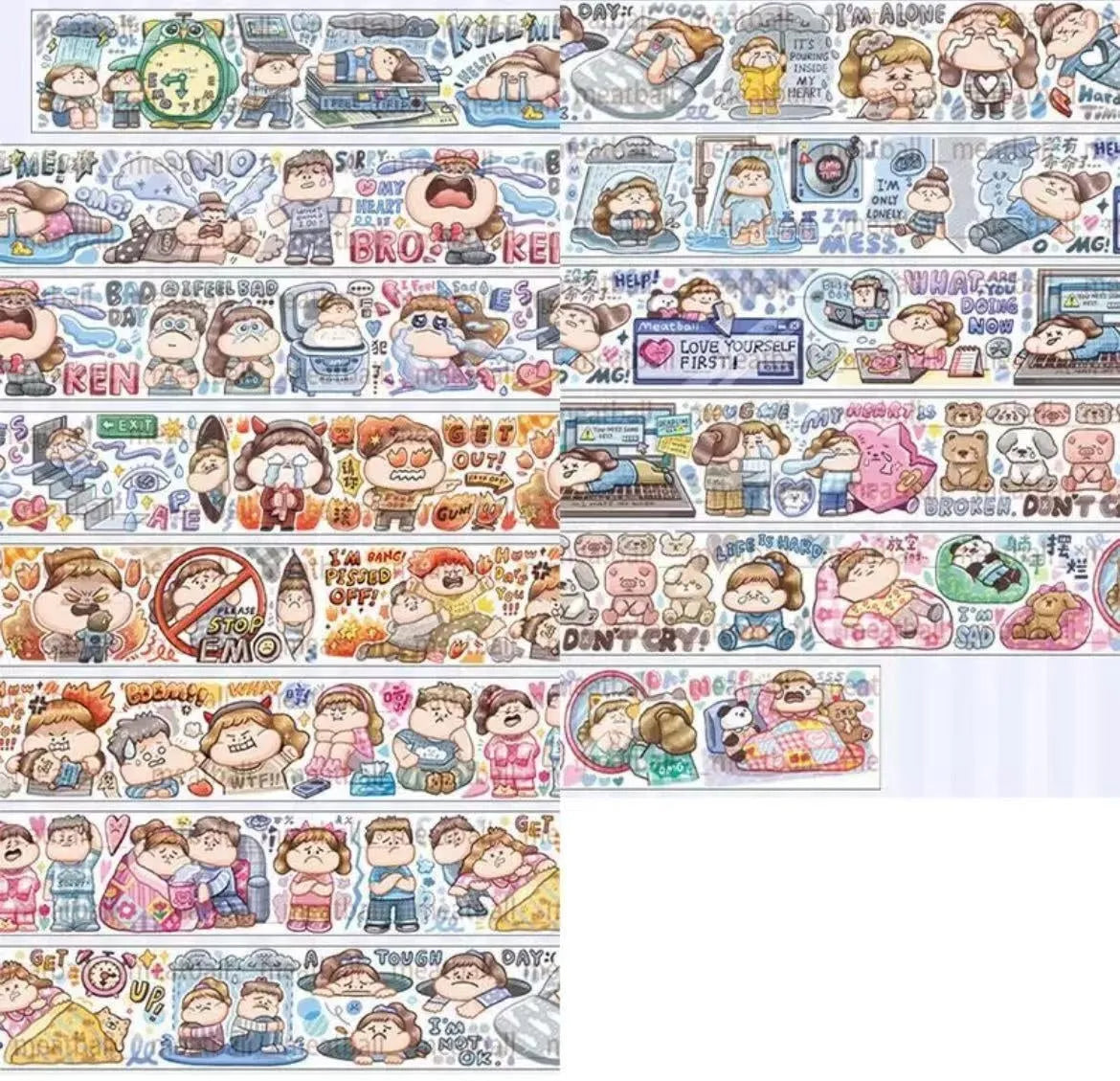 Haemorrhoid tape packaging stickers with cartoon characters, 42 styles, Japanese paper, 5 cm size