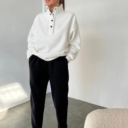Cozy Casual Oversized Pullover & Pant Set in White, Gray, and Beige Colors