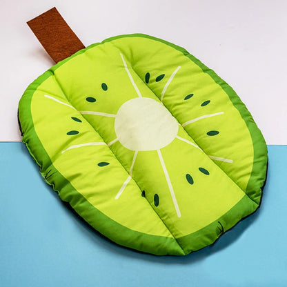 Ice silk pet cooling mat in various fruit designs for dogs and cats