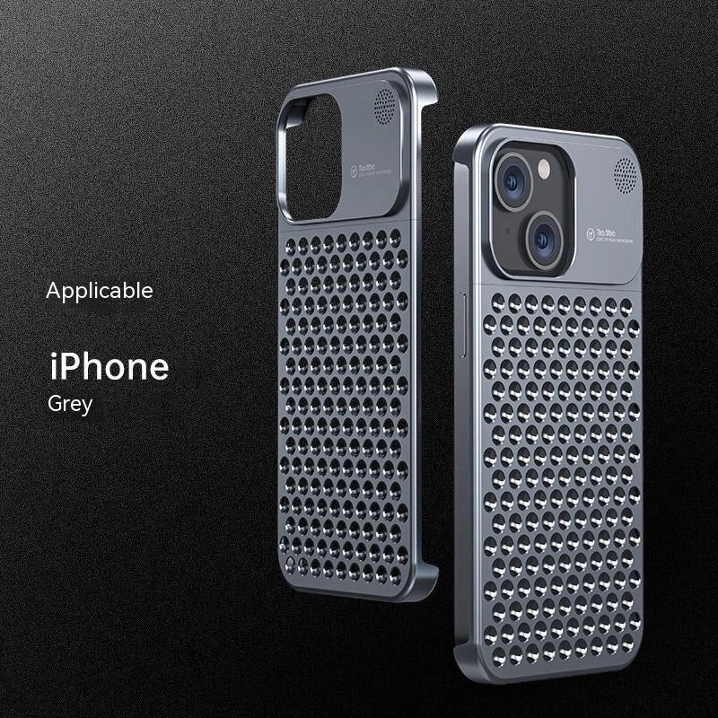 Aluminum alloy iPhone case with hollow design for heat dissipation and aromatherapy feature