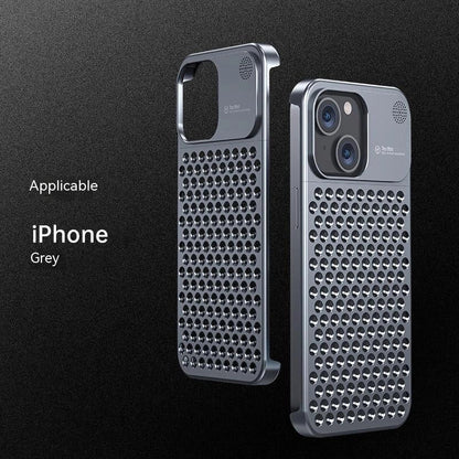 Aluminum alloy iPhone case with hollow design for heat dissipation and aromatherapy feature