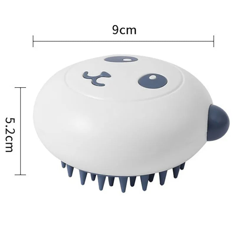 Panda silicone pet shower brush bath brush for dogs and cats with soft massage bristles integrated design black blue khaki colour options silicone bathroom pet bathing accessories