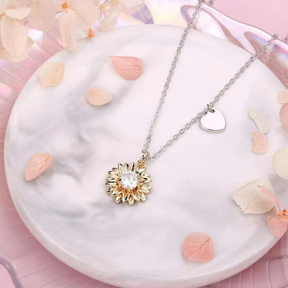 925 silver sunflower necklace with geometric daisy pendant on adjustable 21-50cm cross chain