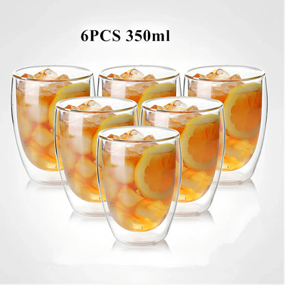 Chinese style double-layer glass coffee cup showing heat-resistant construction and traditional design elements