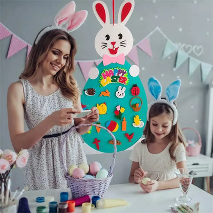 DIY Felt Bunny Pendants with detachable alphabet Easter ornaments for creative play
