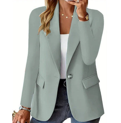 A stylish polyester cardigan jacket in a variety of solid colors, perfect for autumn wear.