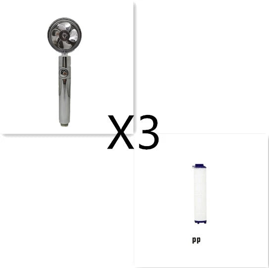 360° Rotating Shower Head with Built-In Fan - Premium ABS Plastic Construction, Water-Saving High-Pressure Spray