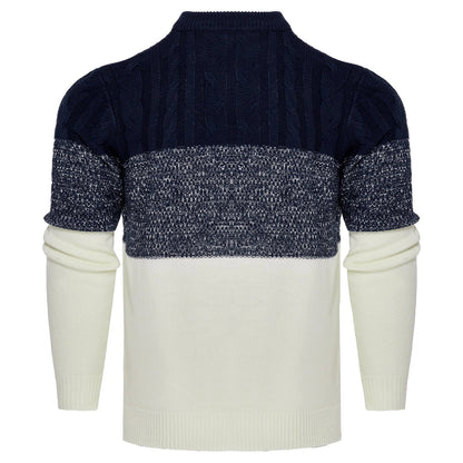 Men's Casual Cable Knit Colour Block Sweater in various colours for stylish comfort