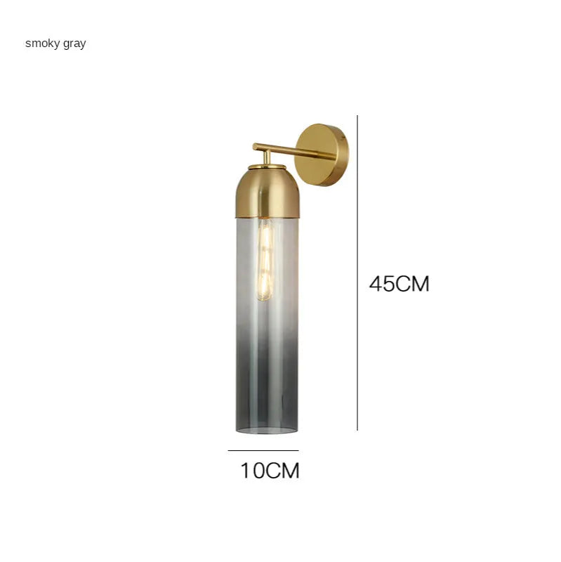 Nordic postmodern creative glass wall lamp in modern minimalist style on a living room wall.