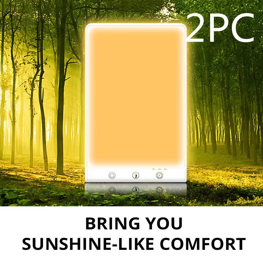 Modern SAD light therapy lamp with touch controls and USB/mains power options