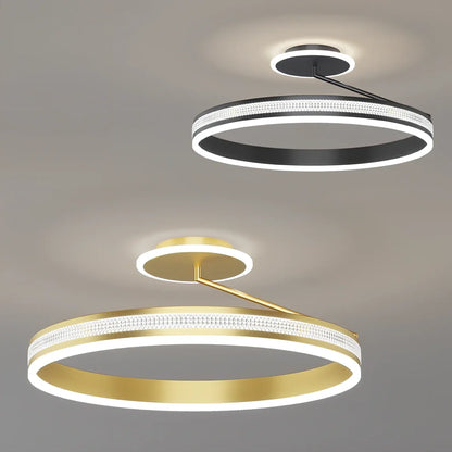 Modern circular ceiling light with iron body and PMMA lampshade in black finish