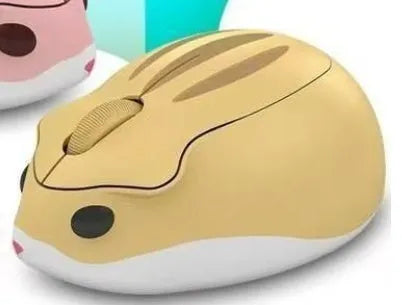 Hamster compact wireless Bluetooth mute mouse in yellow, pink, and grey colours.