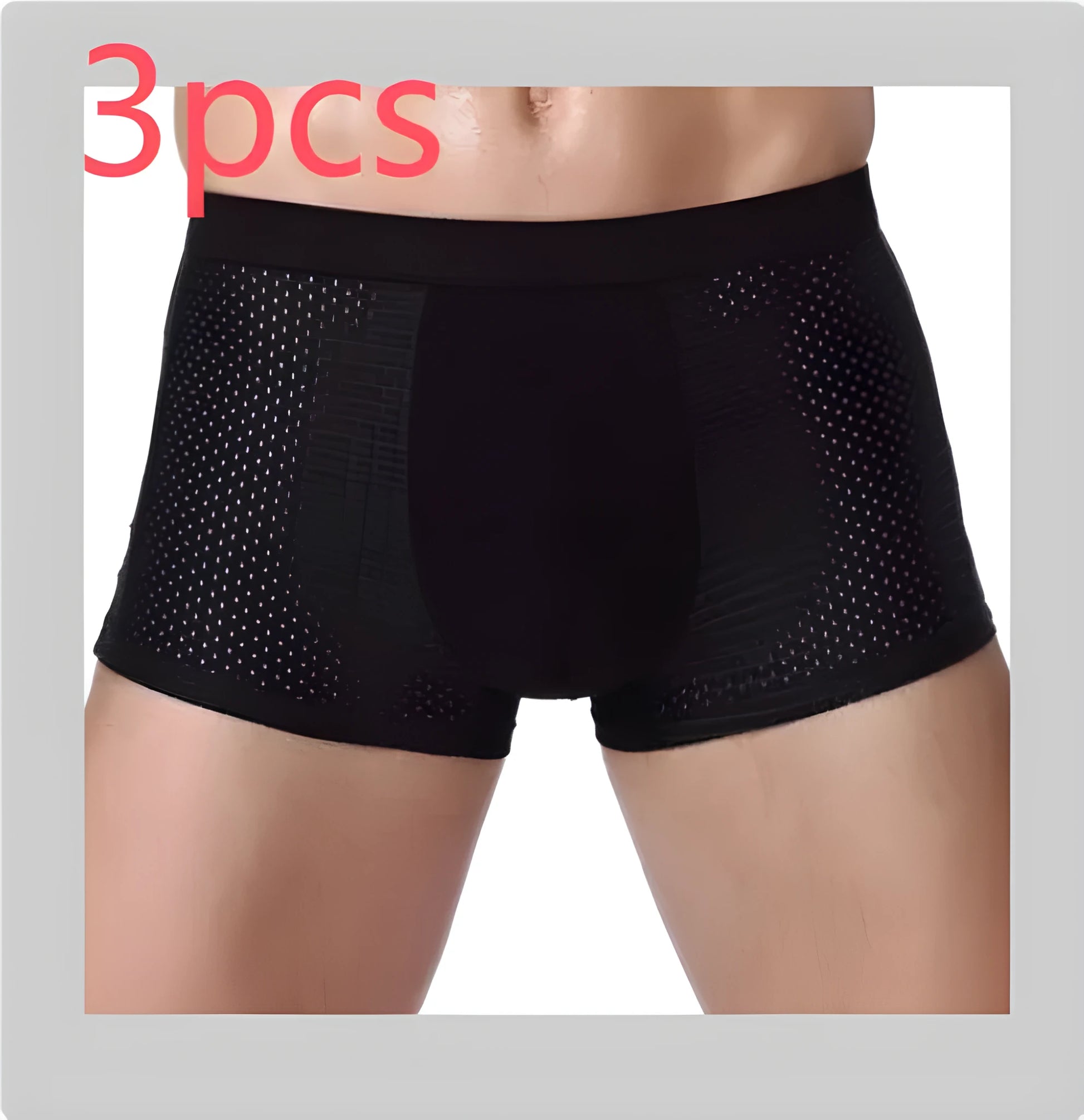 Men's ice silk underwear with U-convex design in modal fabric, showing breathable mesh construction