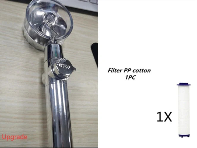 Turbo Propeller Shower Head with 360° fan extension and holder for a luxurious shower experience