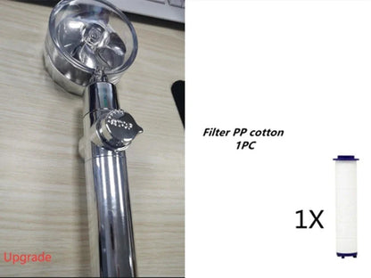 Turbo Propeller Shower Head with 360° fan extension and holder for a luxurious shower experience