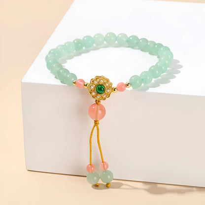 Green natural crystal Chinese-style bracelet for women and girls