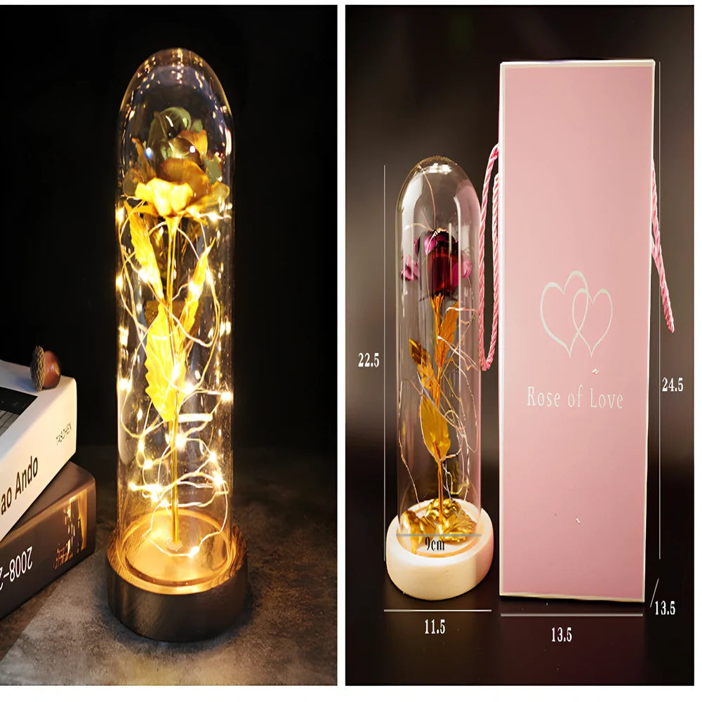 Little Prince Rose Glass Cover with 20cm diameter dome protecting plastic flower arrangement