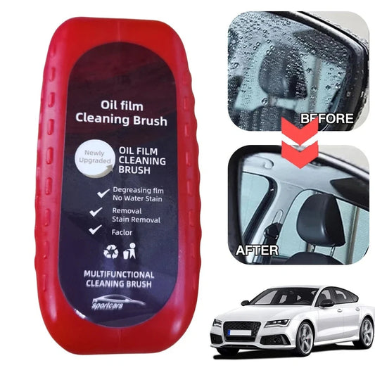 Automotive oil film cleaning brush with hydrophobic effect for clear windshields