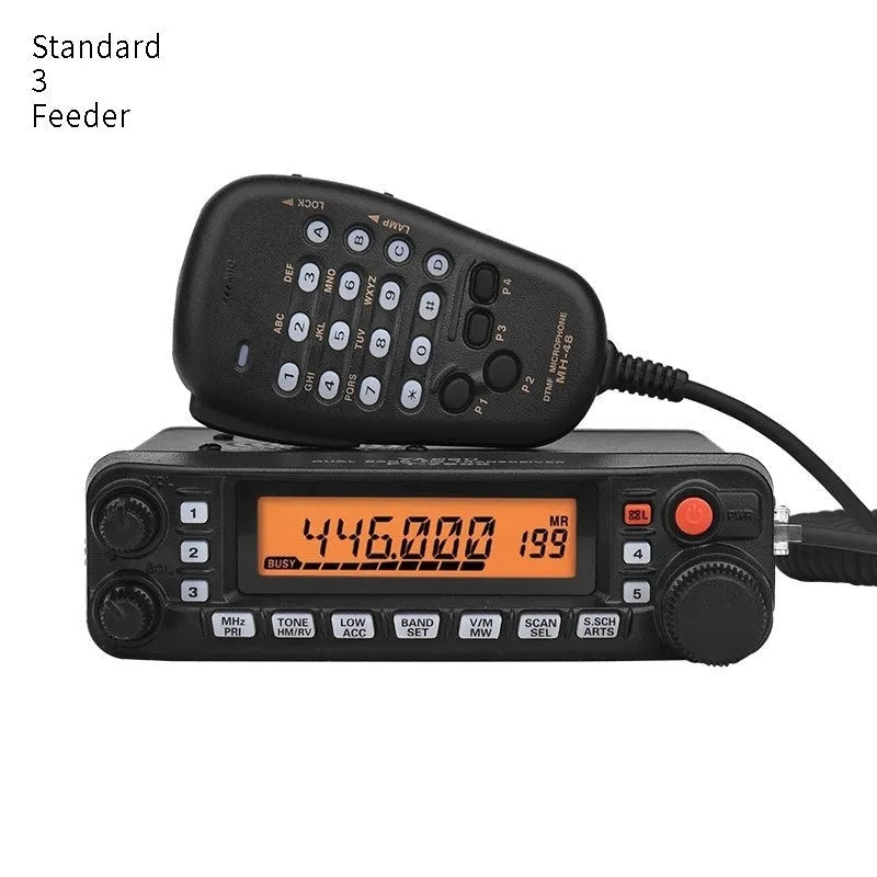 High-power car interphone walkie-talkie for vehicles with 507 antenna and choice of mounting clamps.