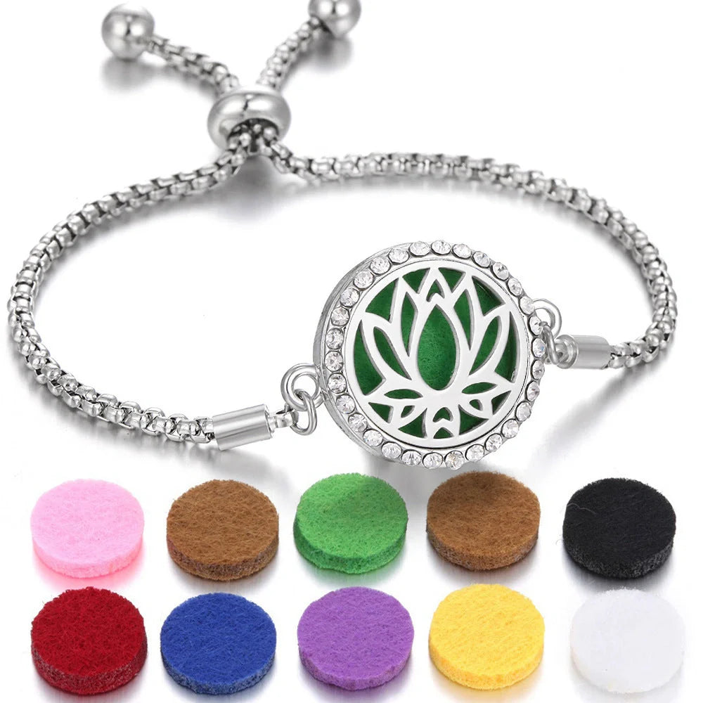 Kaleidoscope Aromatherapy Bracelet with essential oil diffuser locket in various designs